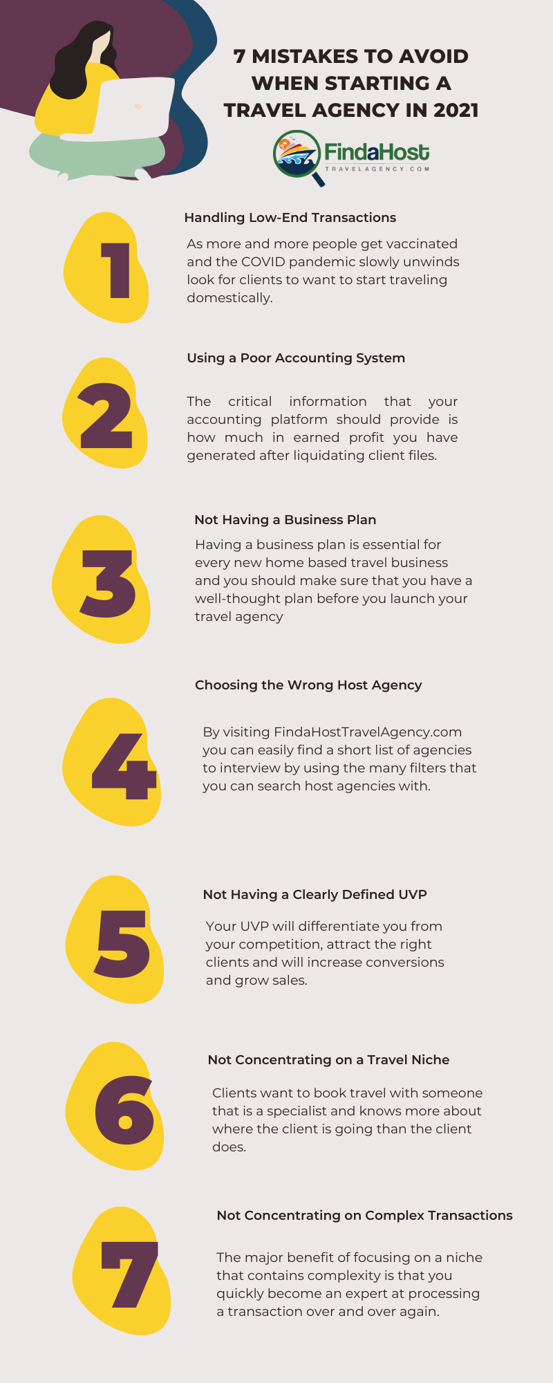 7 Mistakes to Avoid as a Home Based Travel Professional Infographic 