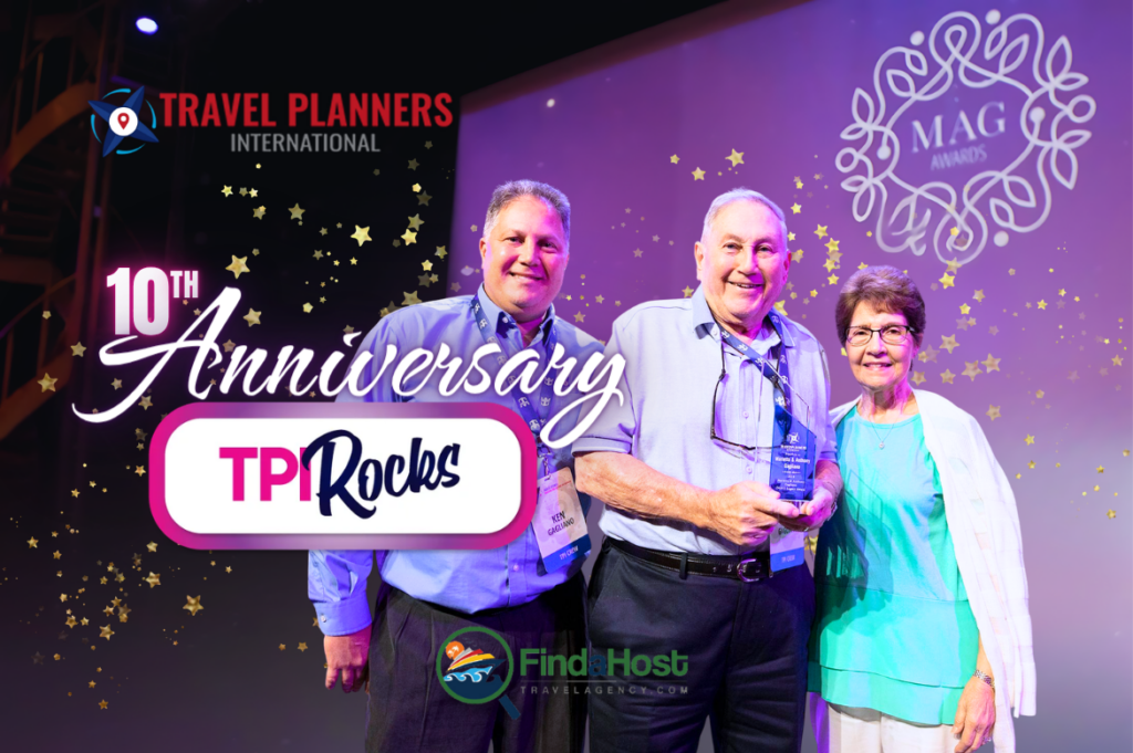 Travel Planners International celebrating the 10th anniversary of TPI Rocks with award winners at a conference event