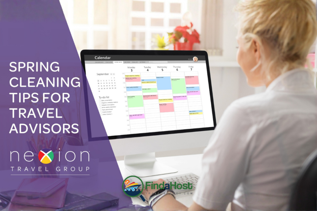 Spring cleaning tips for travel advisors planning business strategies on calendar dashboard
