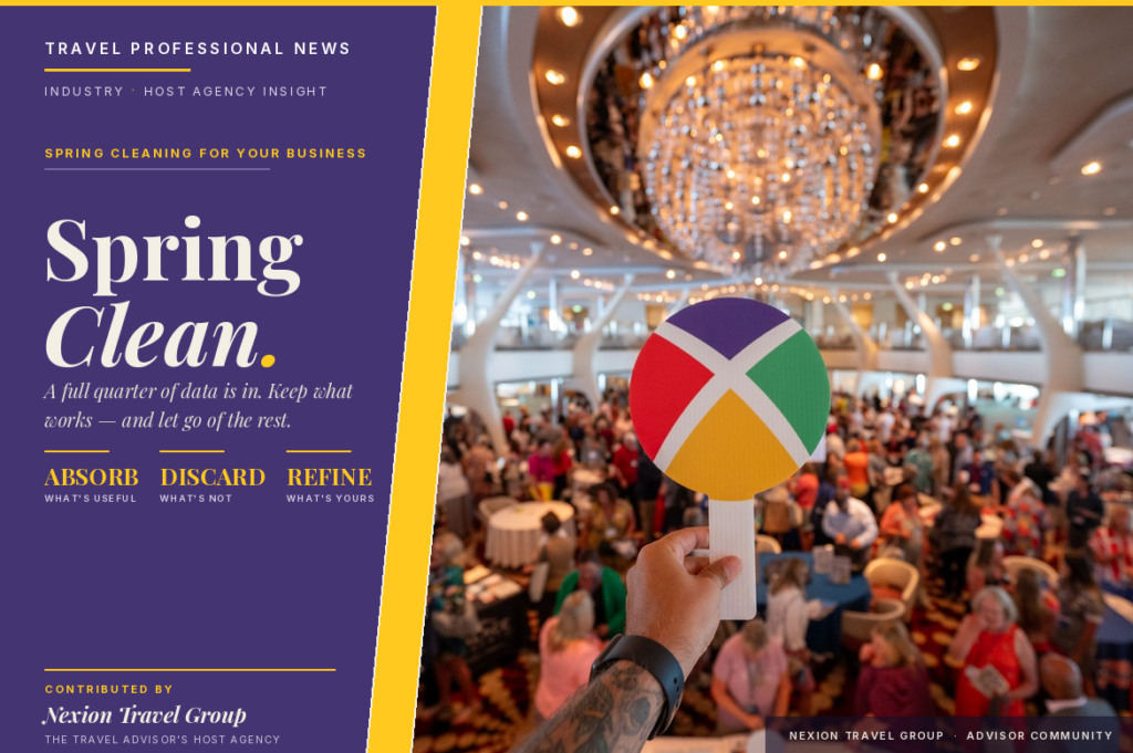 Travel advisors networking at a Nexion Travel Group event, featured in a spring business growth article.